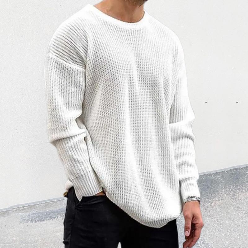 

2025 Winter New Solid Color Round Neck Long Sleeve Pullover Sweater M белый