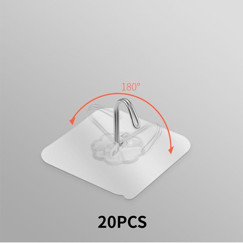 10/20PCS Door Hook, Adhesive Wall Hook, Transparent, Anti Slip, No Trace, Heavy-duty Adhesive Hook, Bathroom Kitchen Hook