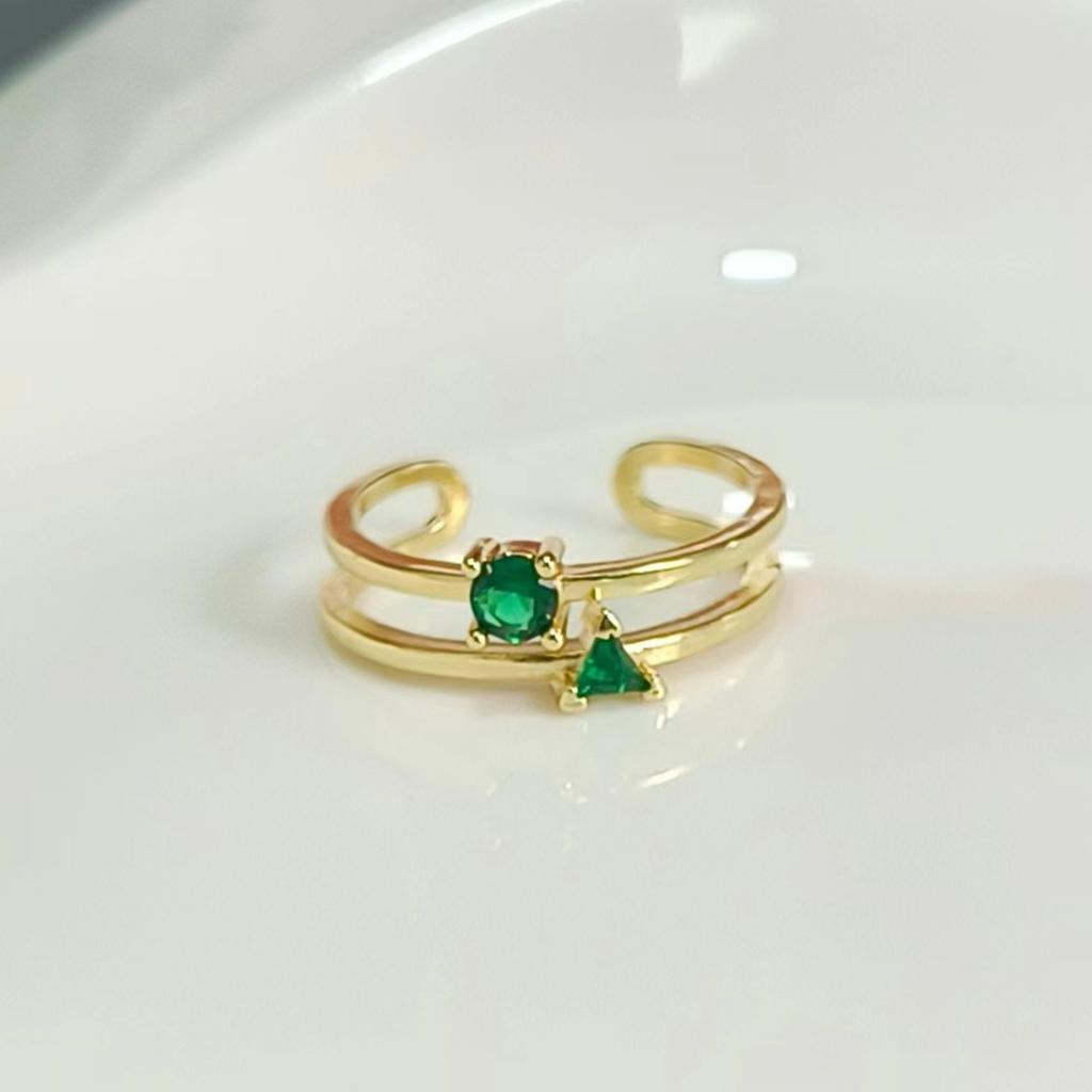 High-end retro green zircon ring European and American style temperament fashion ring