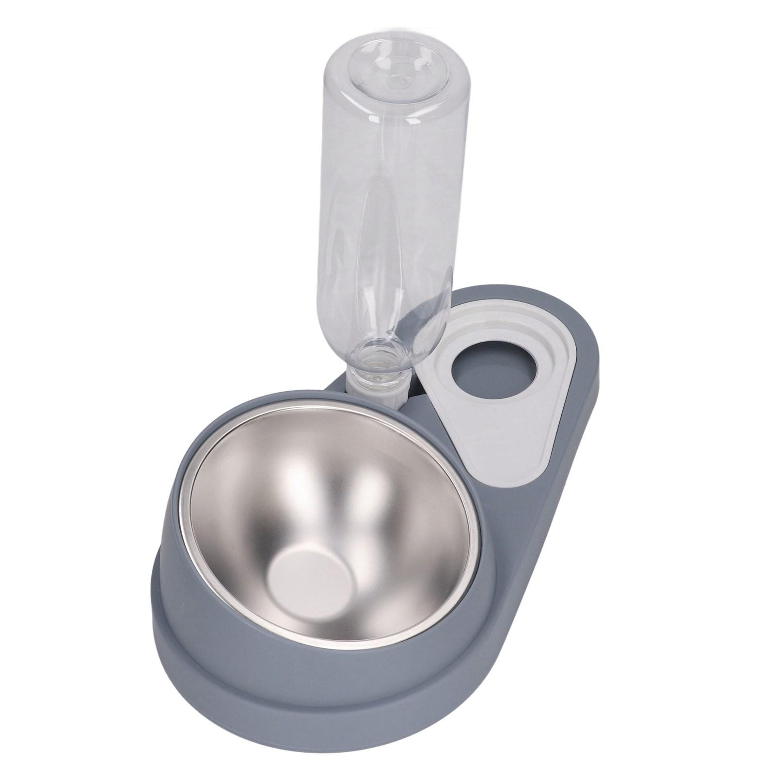 Double Dog Cat Bowls with Automatic Waterer Bottle Neck   Tilted Pets Water and Food Bowl Set