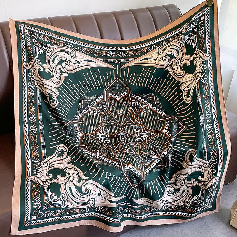 Spring and Autumn New Fashion 91 Square Scarf Women's Silk Scarf Foreign Style Shawl Neck Protection External Decorative Scarf Scarf
