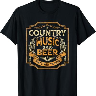 Country Music And Beer That's Why I'm Here Vintage Drinking T-Shirt