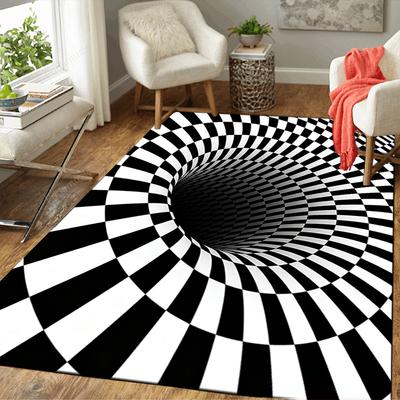 1Pc Checkerboard Illusion Tunnel Rug, Office Carpet Indoor Outdoor Doormat, Non-Slip Soft, Living Room, Christmas Halloween Gift. M928387