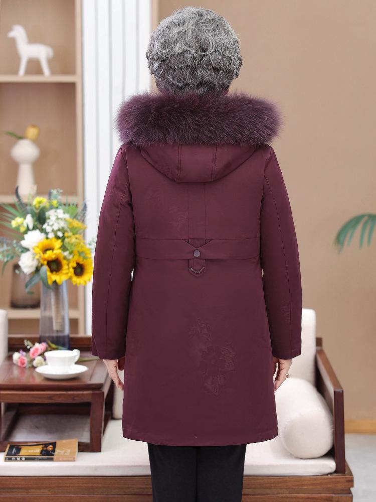 Ny damdunjacka i mellankängd med avtagbart foder: Snygg vinterkappa över knäna för medelålders och äldre