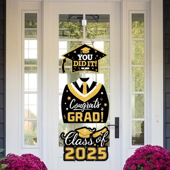 2025 Graduation Hanging Sign for Front Door Class of 2025 Congrats