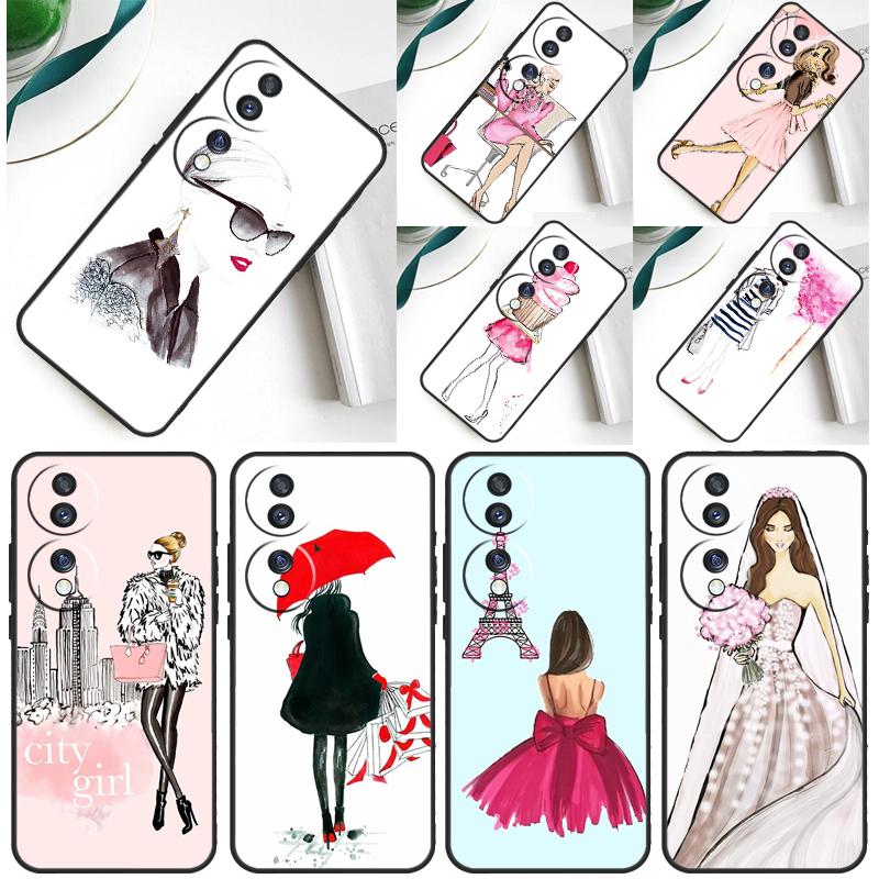 City Fashion Girl Hülle Für Honor 200 Lite 50 70 90 X9a X8a X8 X9 X8b X9c X9b Honor Magic 5 6 Pro 7 Lite Cover