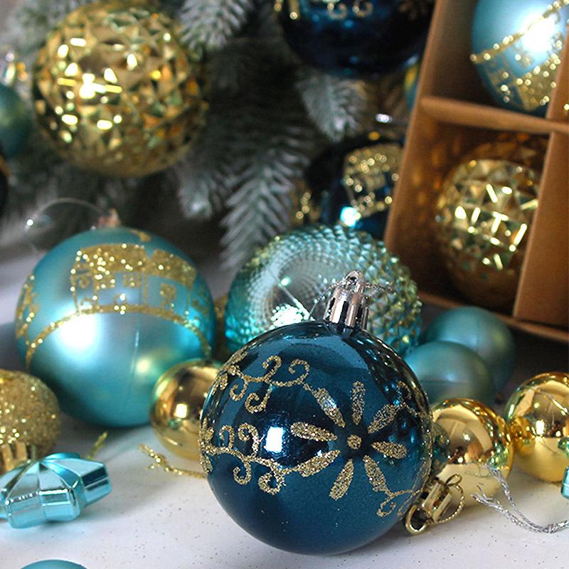 44Pcs Christmas Ball Ornament Set Big Xmas Tree Hanging Pendant Snowflake Merry Christmas Decoration 2025 New Year Party Gift
