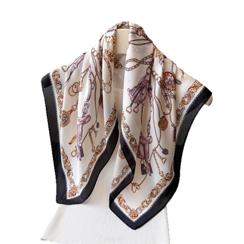 Printed Imitation Silk Totem Fashion Silk Scarf Square Scarf High-End Shawl Versatile Neck Small Square Scarf Headscarf
