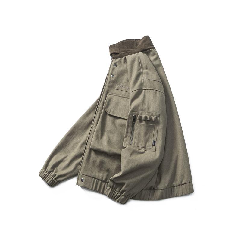 Herren Vintage Workwear Jacke Stehkragen Locker Übergröße Jacke