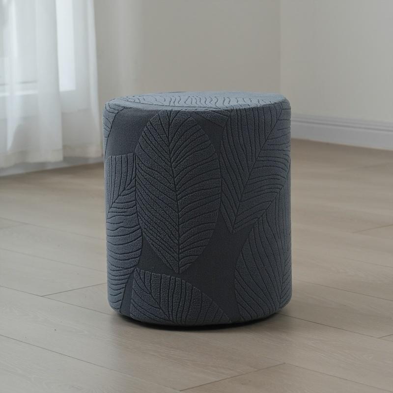 Elastic Round Ottoman Cover All Inclusive Non Slip Washable Footstool Protector For Living Room