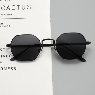 Une Paire De Lunettes De Soleil Métalliques Polygonales Vintage Lunettes De Soleil Classiques Tendance Pour L'Ombrage