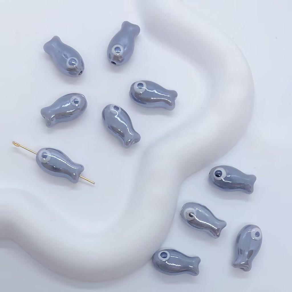 Hand-Painted Small Fish Eye Ceramic Beads for DIY Necklaces & Bracelets