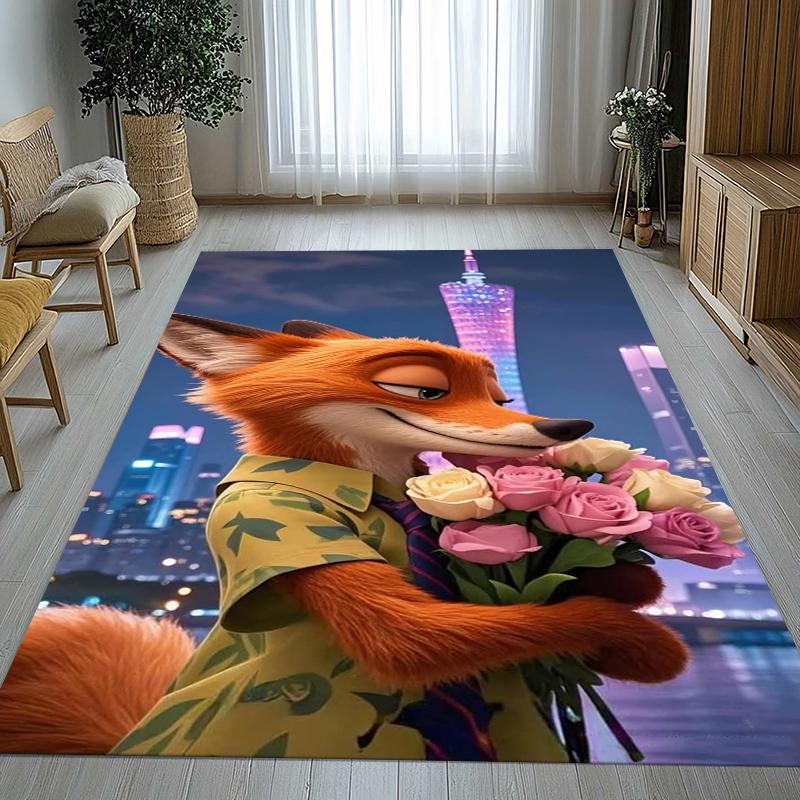 Cartoon Zootopia Judy Nick Living Room Non-Slip Area Rug Soft Carpet for Bedroom Kids Playroom Sofa,Home Decor Doormat Gift