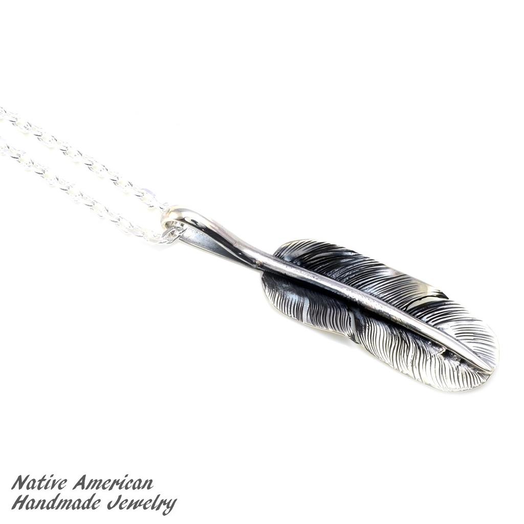 [STERLING SILVER 925] Feather Silver Necklace Pendant Chain AMTHANE-008