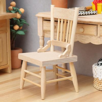 1 von 1:Maßstab 1:12 Miniaturstuhl Holz Mini Stuhl Retro Winziger Stuhl Möbelmodell für Puppenhaus Schlafzimmer Esszimmer