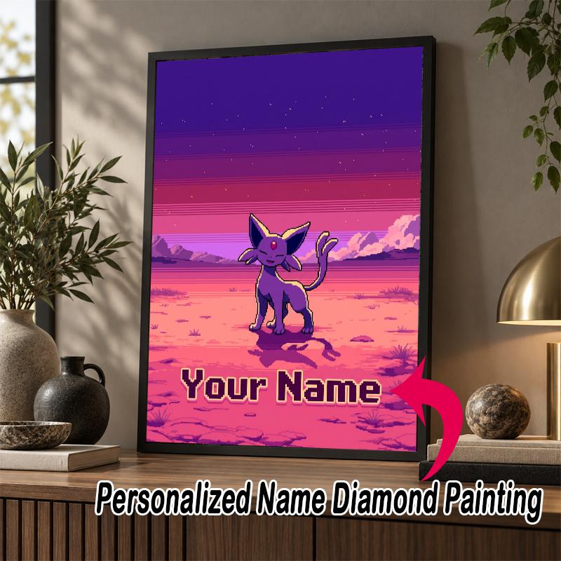 Personalized espeon Diamond Art Custom Name 5D Diamond Painting Full Drill DIY Craft