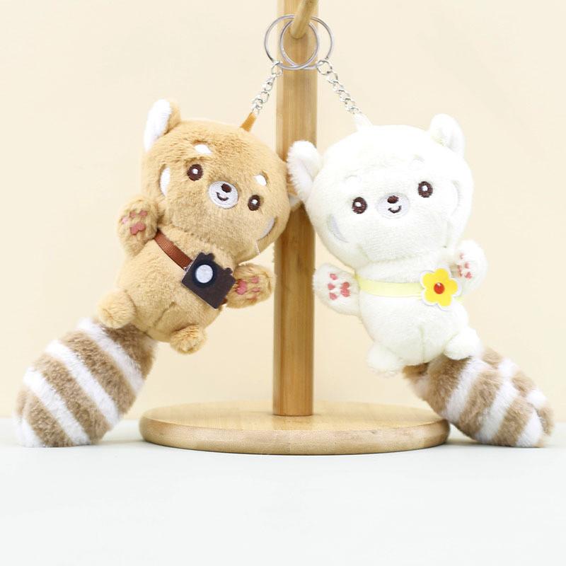 Adorable Plush Raccoon Keychain Cute Bear Stuffed Animal For Backpack