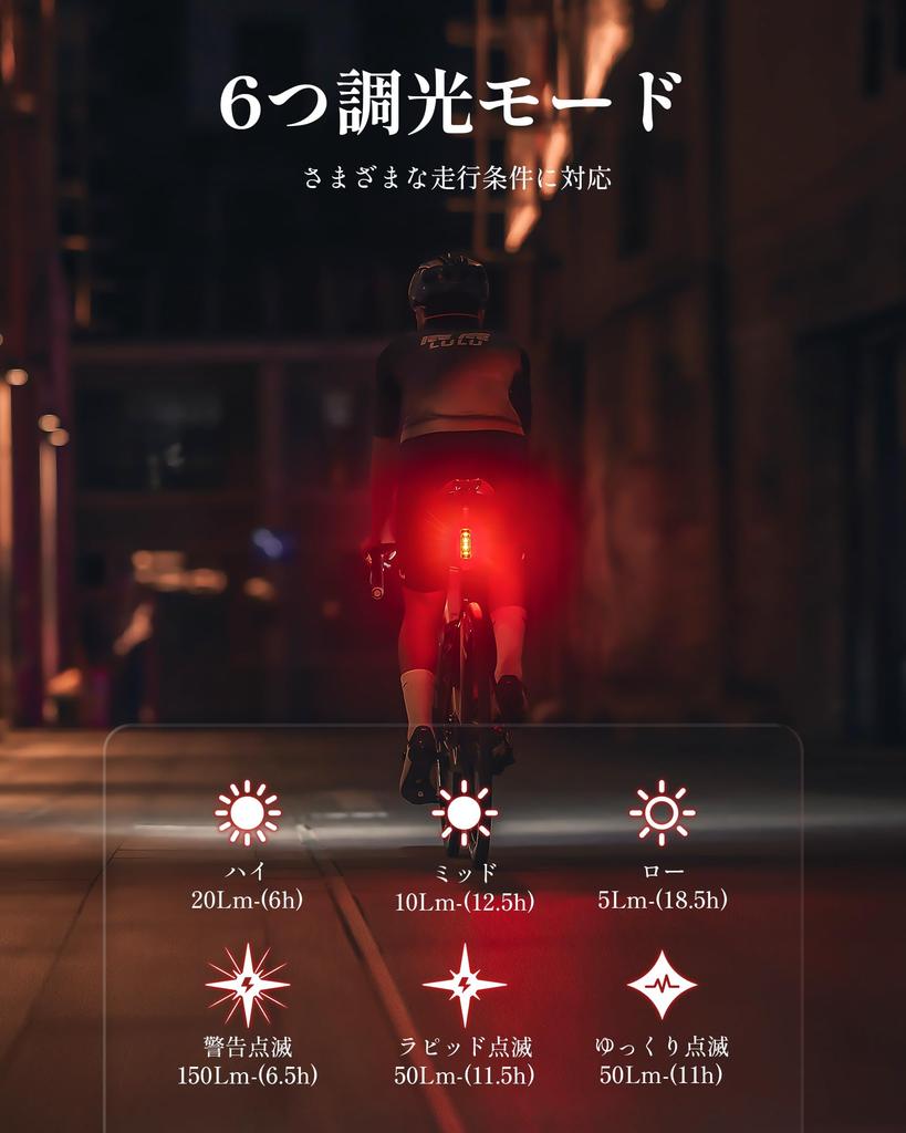 RAVEMEN TR150 Bicycle Rear Light with Brake Sensor and Auto IPX6 Viewing Memory Day and Night PSE Direct from the Includes Japanese Instructions