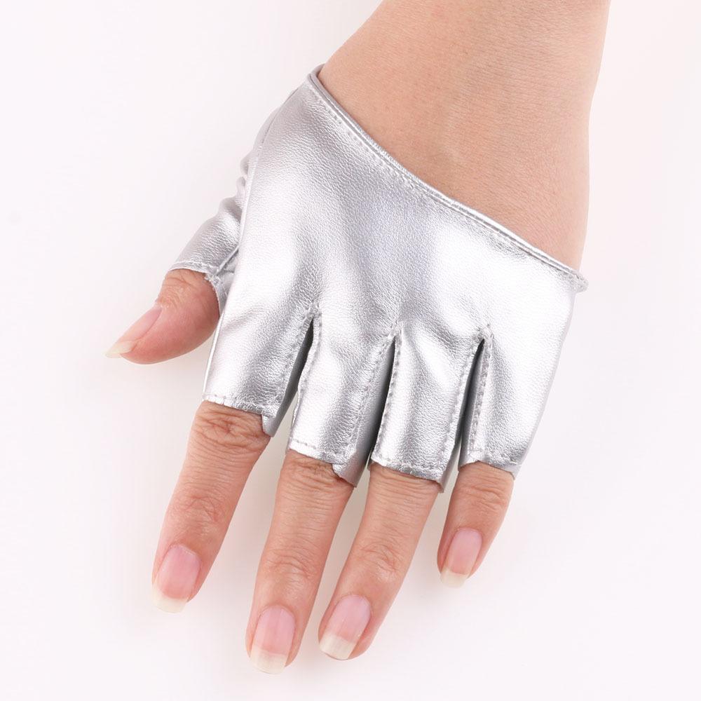 New Half finger Leather Gloves European and American Women's Half Palm Gloves Stage Nightclub Pole Dance Performance Half Finger Gloves