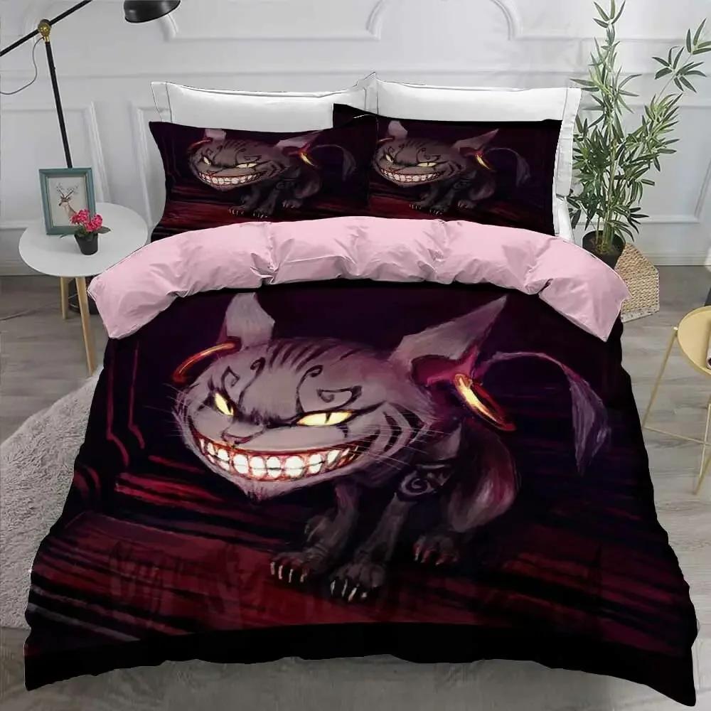 3D Printed Cheshire Cat Bedding Set Duvet Cover Bedroom Comforter Covers Single Twin King Size Quilt Cover Home Textile 2/3Pcs