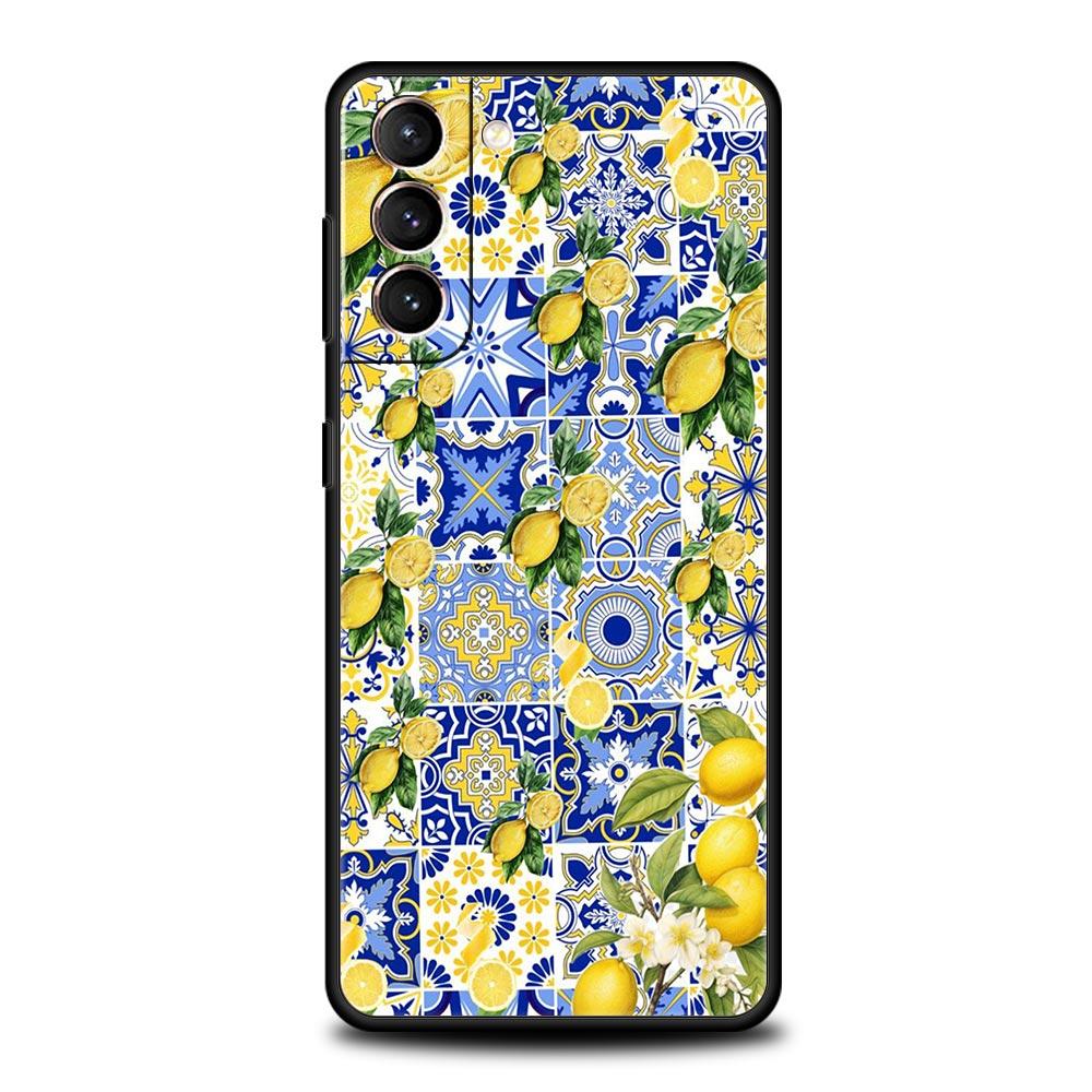 Summer Fruits Lemon Print Soft Phone Case For Samsung Galaxy S25 Edge S24 Plus S23 FE S22 S21 S20 Ultra 5G S10 Protect Cover