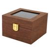 Wooden Watch Case 2 Slot Clamshell Watch Storage Box Organizer Black Walnut Color