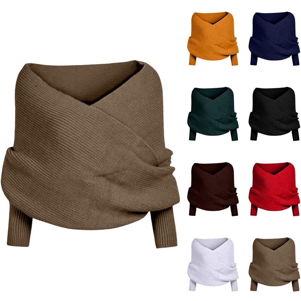 Knitted Cable Knit Scarf, Knitted Cable Knit Scarf With Sleeves For Women, Knitted Cable Knit Scarf, Scarf With Sleeves