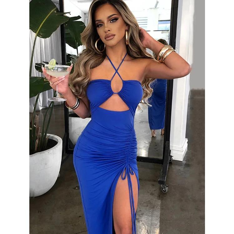 Sleeveless Sexy Female Midi Backless Dresses Slim Night Club Party Women's Dress Bodycon Vestidos Elegantes Para Mujer