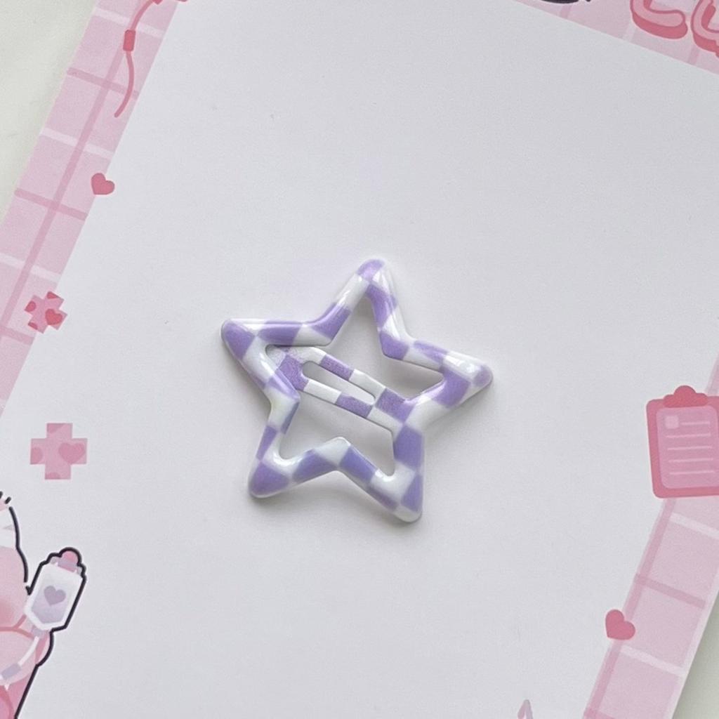 10pcs Stylish Lattice Star Hairpin Colorful Hair Clip Casual Wear Hair Barrettes for Teenagers and Children