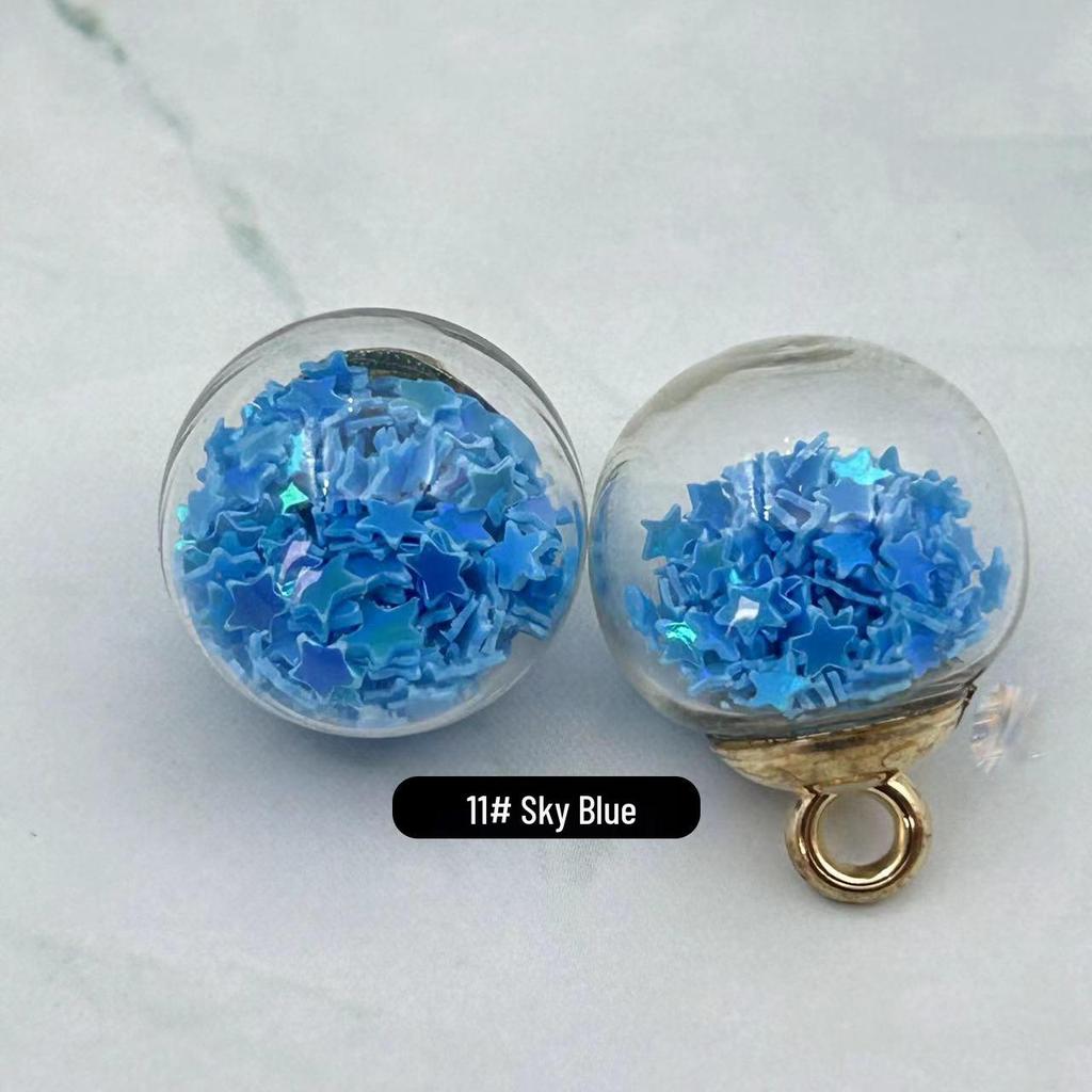 Glass Round Ball Star Sequin Pendant Earrings & Keychain Accessories