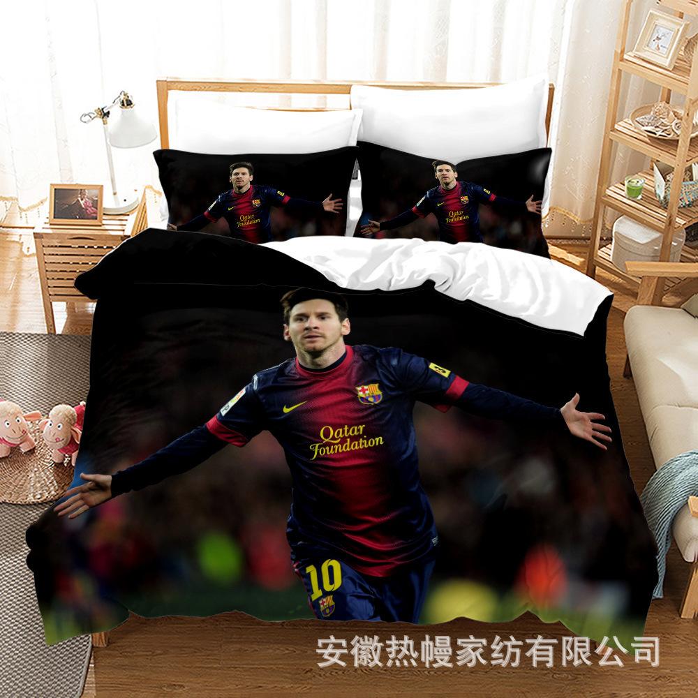 3D Three-Piece Size Football Quilt Cover Quilt Cover Home Textile