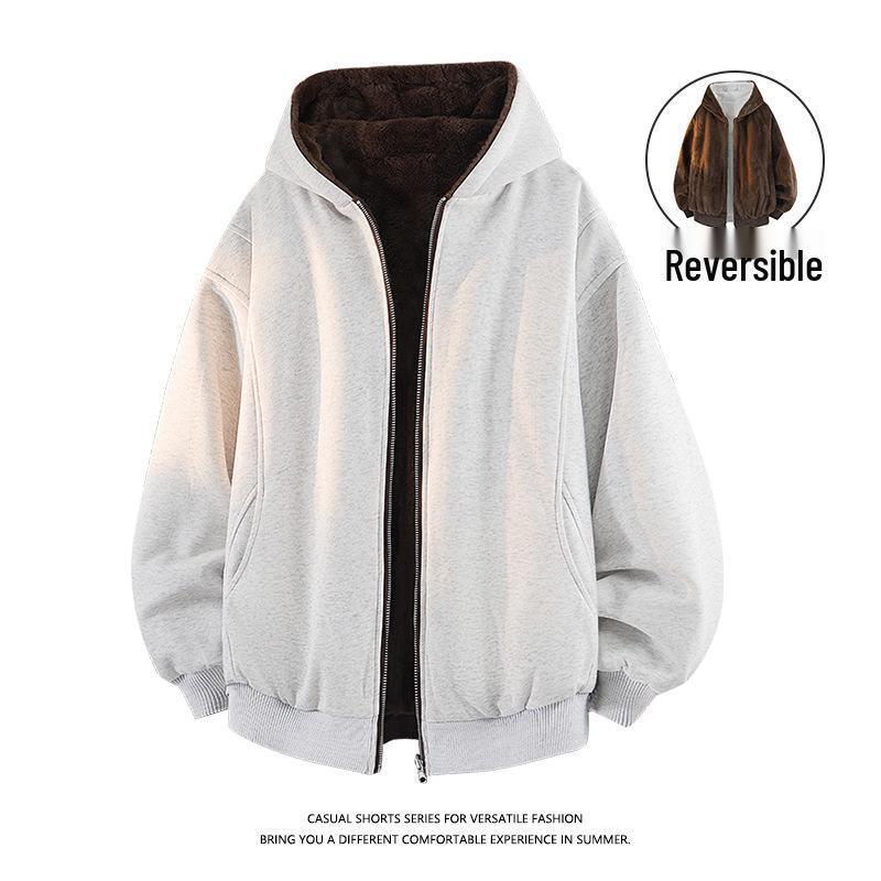 

Unisex Fashionable Double-Sided Hoodie - Rabbit Fur & Cotton Blend with Group Logo Print M