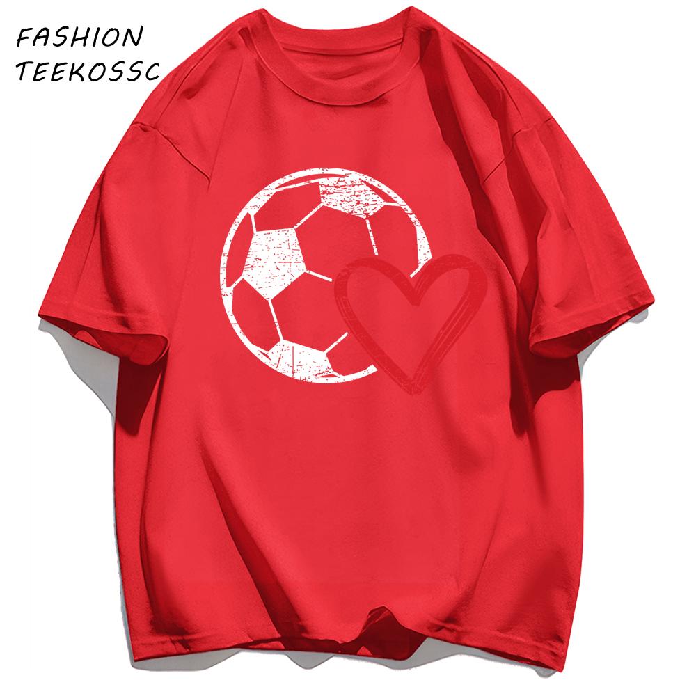 Hollow Out Football Heart Design Print TShirt Men Cotton Crewneck T Shirts Summer Loose Clothes Multicolor Trendy Short Sleeve