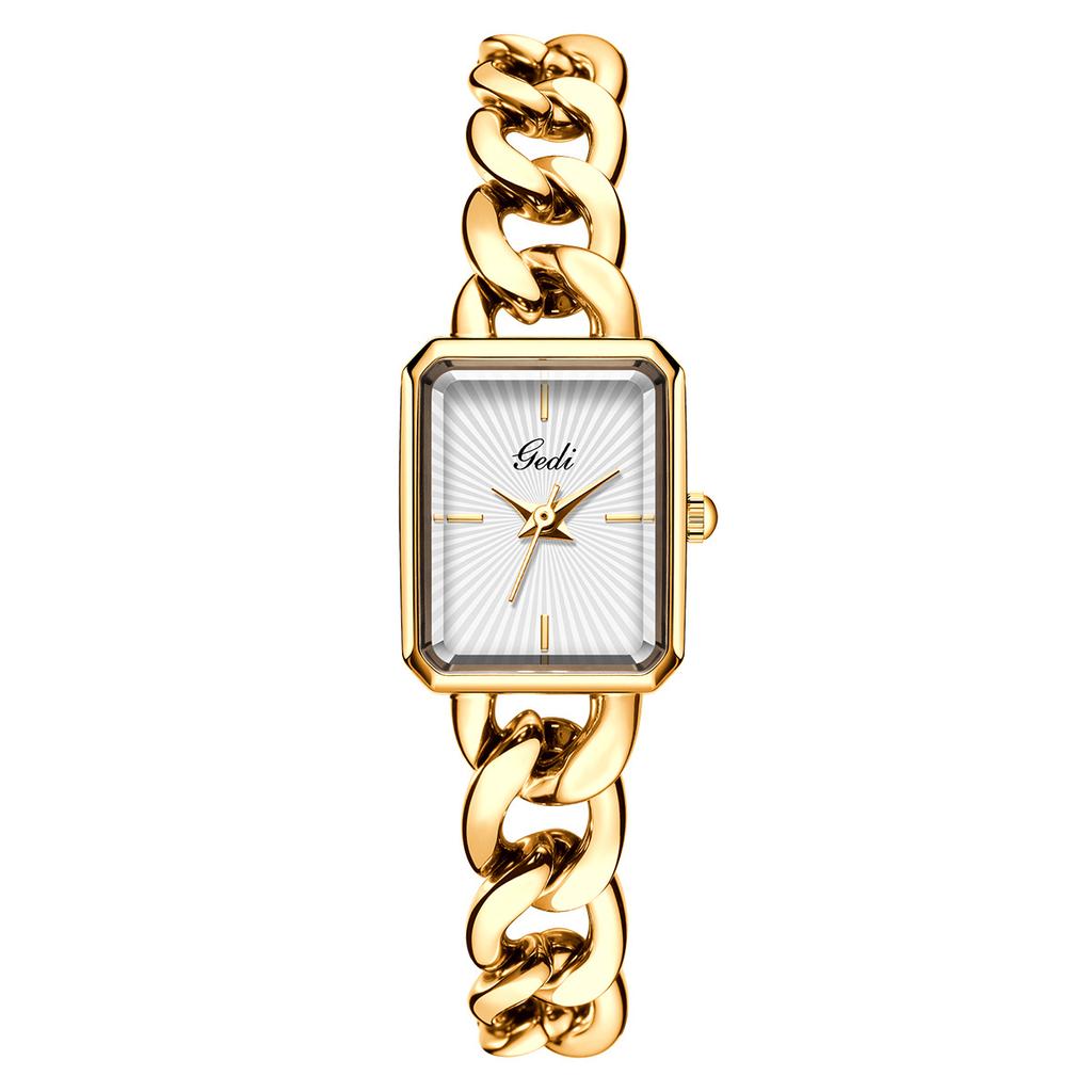 Montre-Bracelet Haut de Gamme Xiaoxiangfeng Luxe Léger Petit Cadran Carré Design de Niche Chaîne Tissée Montre à Quartz Créative