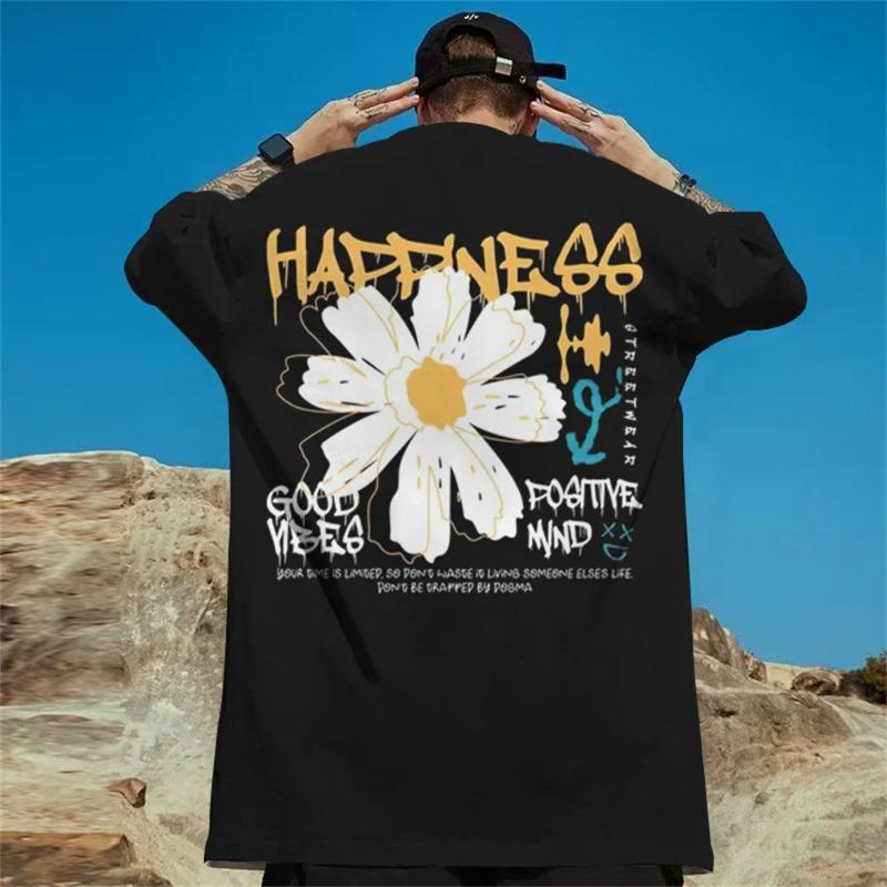 

Daisy Print Men s T-shirt New Wave Short Sleeve Men s Summer Casual T-shirt Street Casual Hip Hop Men s Harajuku Tops 4XL