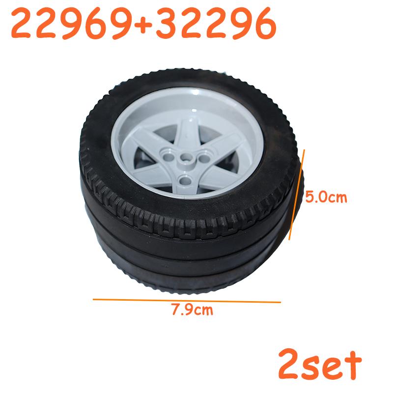 Tire Wheel Cross Hole Set Car Truck Wheels Hub Technical Bricks MOC Motorcycle Tyre & Rim Construction Building Blocks