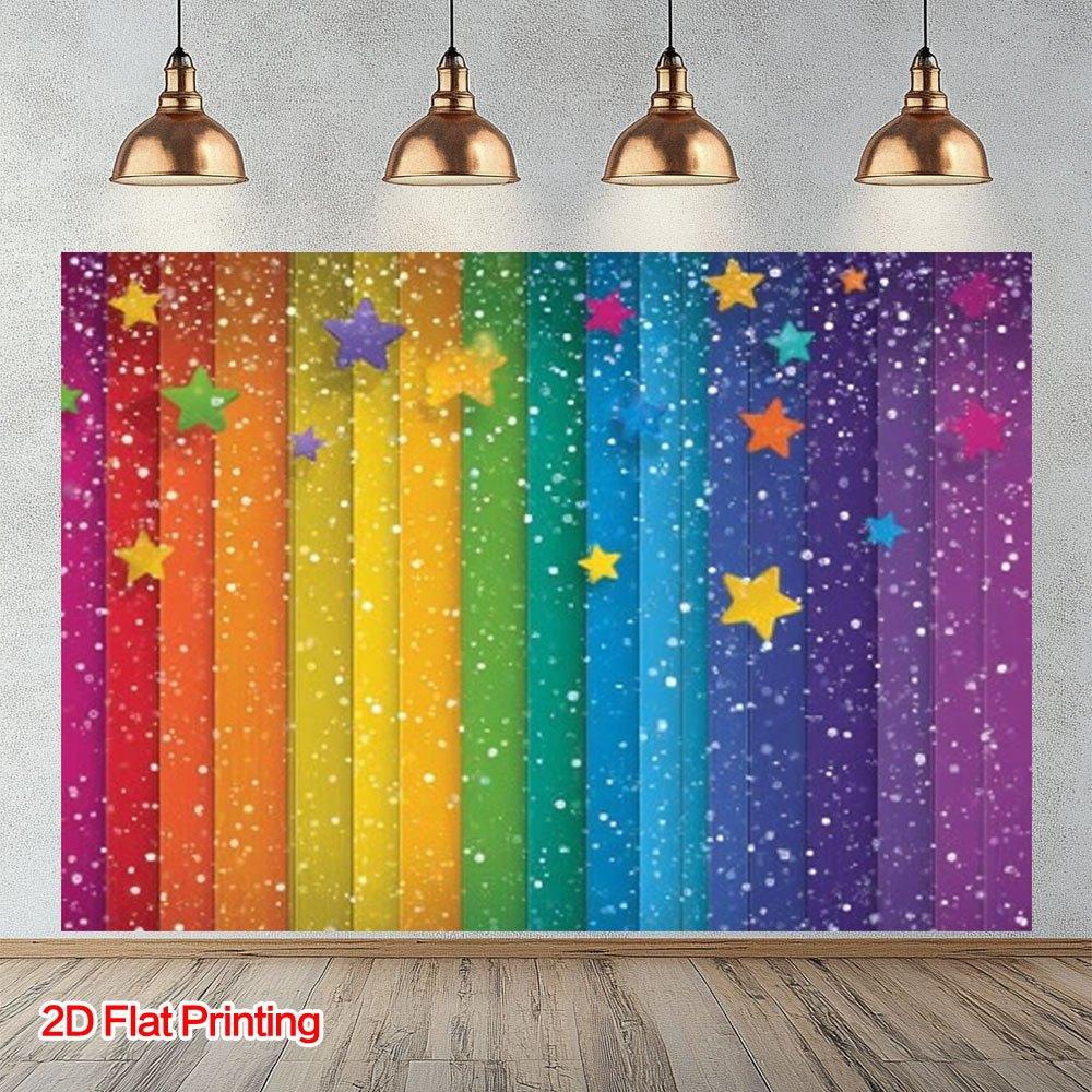 1 Piece of Colorful Star Rainbow Photography Background | Polyester Fabric, Suitable for Home, Garden, and Studio