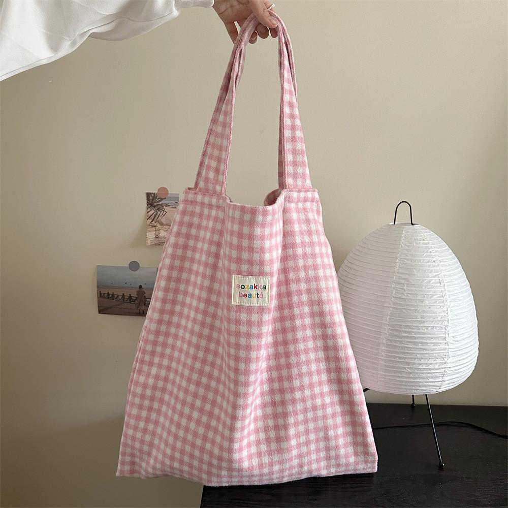 Stylish Plaid Wool Tote Bag For Casual Chic Commuting Versatile Shopping Use