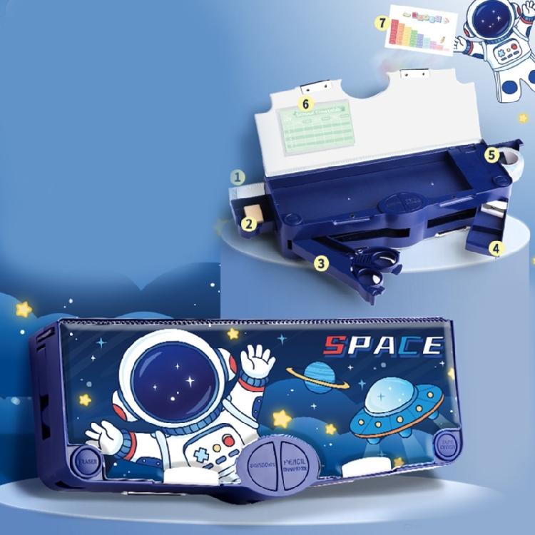 Novelty Pencil Box with Safety Scissors Sharpener Timetable Finger Wrap Tape Clear Ruler Eraser for Children Boy Girl