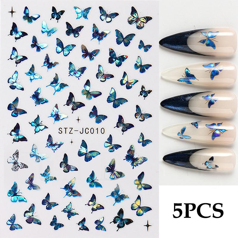 

5Pcs Trendy Cartoon Laser Glitter Nail Art Stickers DIY Self Adhesive Nail Art Decorations Pretty Manicure Decals A5