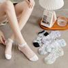 Simplejewel 6 Ppairs Breathable Sheer Mesh Ankle Socks Women'S Transparent Glass Silk Floral Embossed Socks For Summer