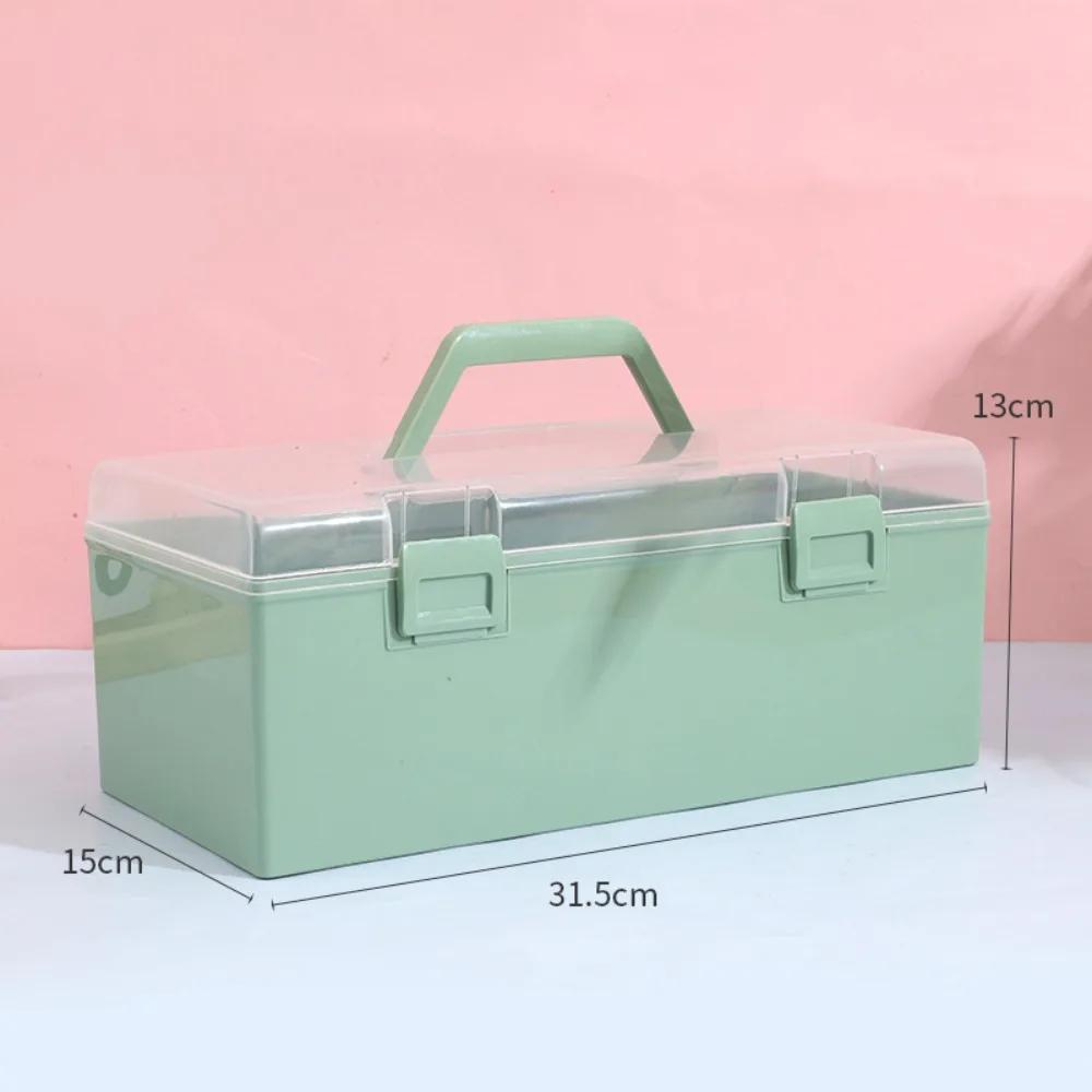Plastic Clear Storage Box Clear with Handle Marker Pen Storage Holder Desktop Organizer Plastic Storage Case Art Students