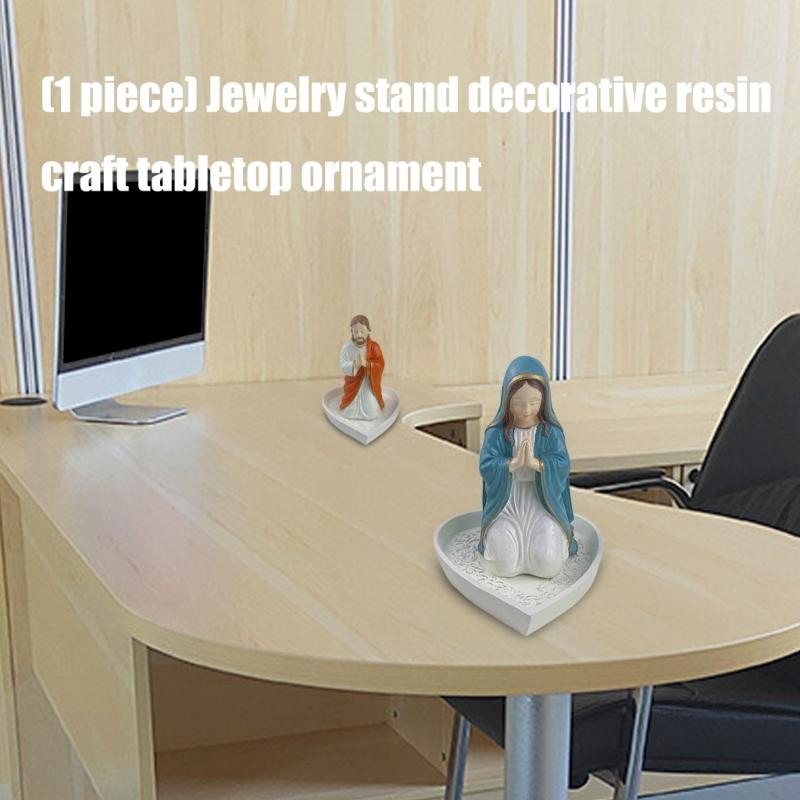 Sacred Sculpture Rosary Box Resin Catholic Religious Keepsakes Prayers Room Decoration Jewelry Storage