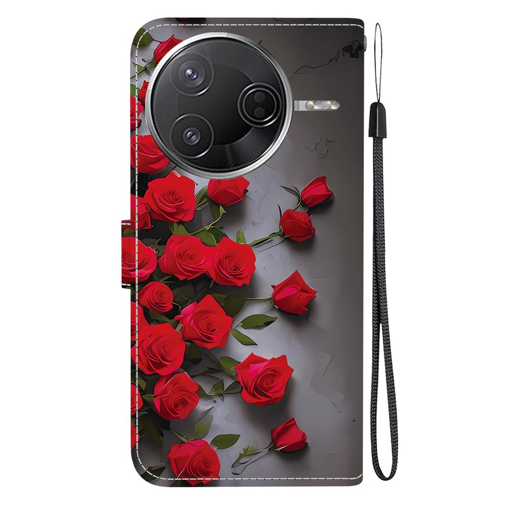 Leather Case For Xiaomi Redmi K80 Pro 5G/K80 5G/Poco F7 Pro 5G/F7 Ultra 5G Pattern Printing Phone Cover with Wrist Strap