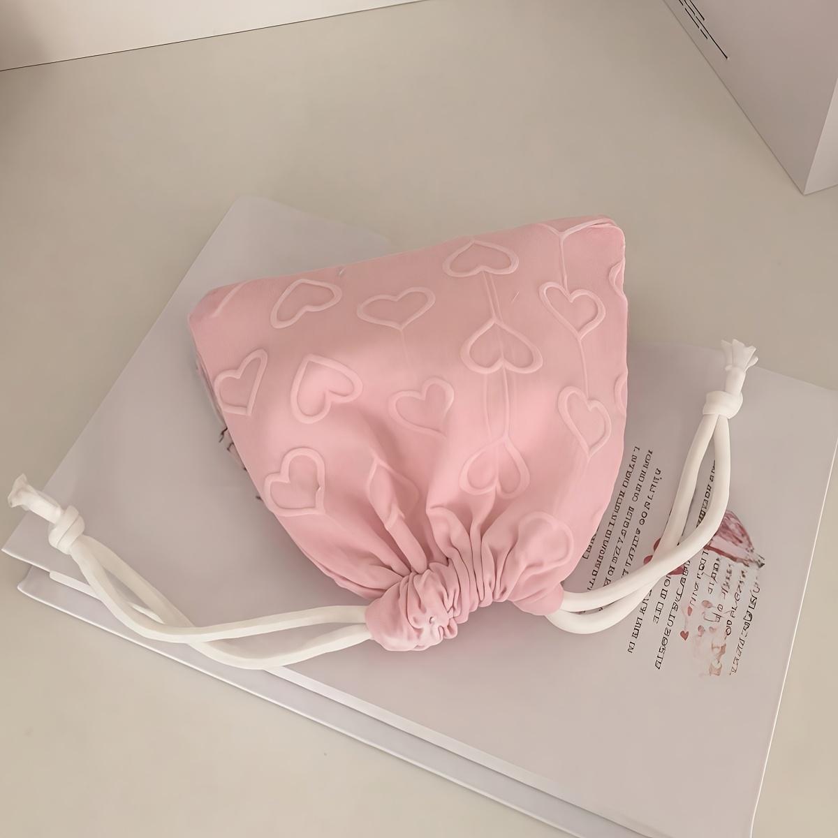 

1 шт. Милый мешок для хранения на шнурке с принтом сердечек - Портативный дорожный органайзер для зарядных устройств, наушников и кабелей для передачи данных, Дорожный мешок для хранения