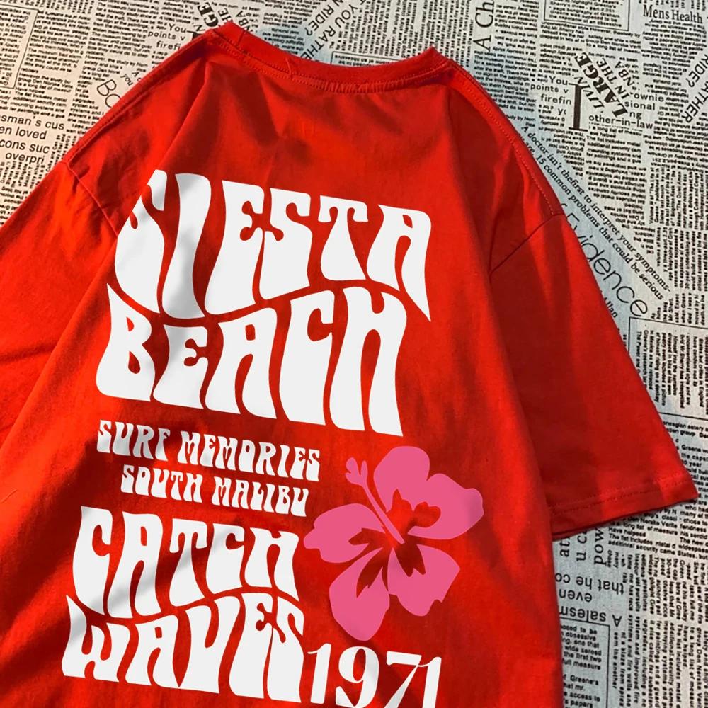 Siesta Beach Catch Waves 1971 Pánské Dámské Tričko Značková Kvalita Krátký Rukáv Oversize Hip Hopové Tričko Kulatý Výstřih Bavlna Volné Topy
