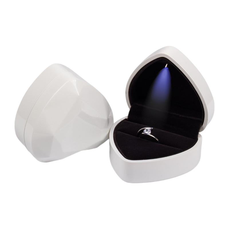 Luxury Bracelet Box Square Wedding Pendant Ring Case Jewelry Gift Box with LED Light for Proposal Engagement Wedding