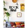 1pc Black Metal Wall Art Book With Glasses Shape For Study Office Decor