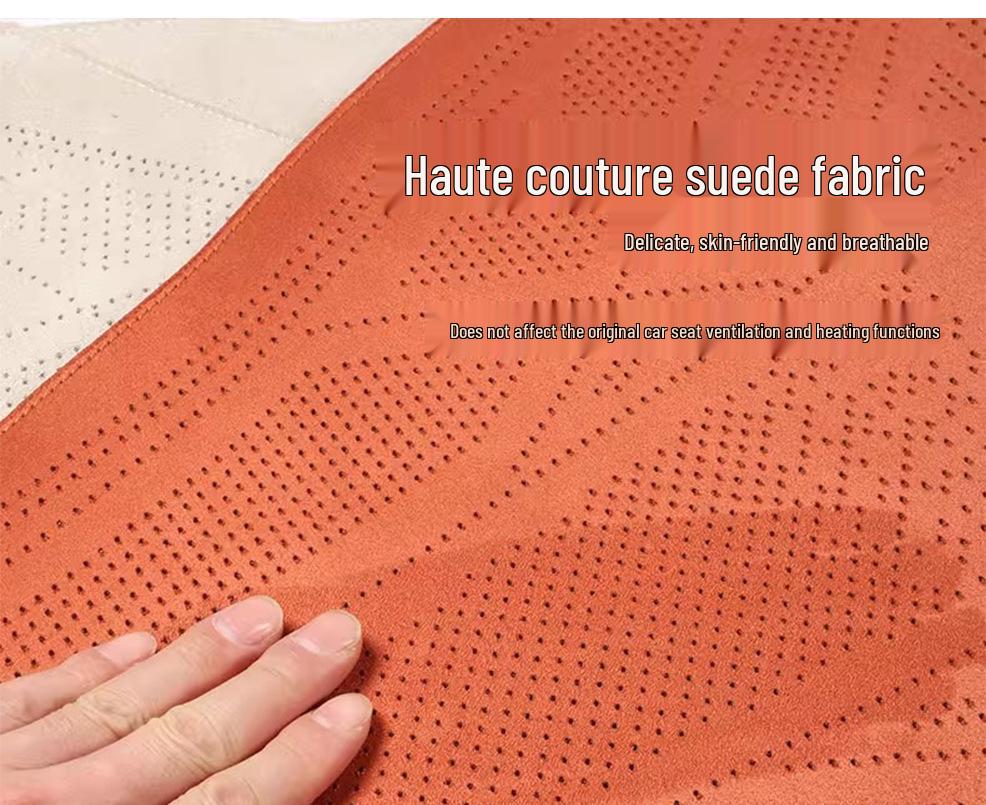 Idealna Uniwersalna Poduszka na Siedzenie Samochodowe z Zamszu L6L7 – Oddychająca, Perforowana, Cztery Pory Roku z Osłoną