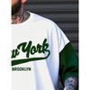 Summer 2025 new men's casual sportswear set 3D digital printed round-neck short-sleeved color block T-shirt and shorts